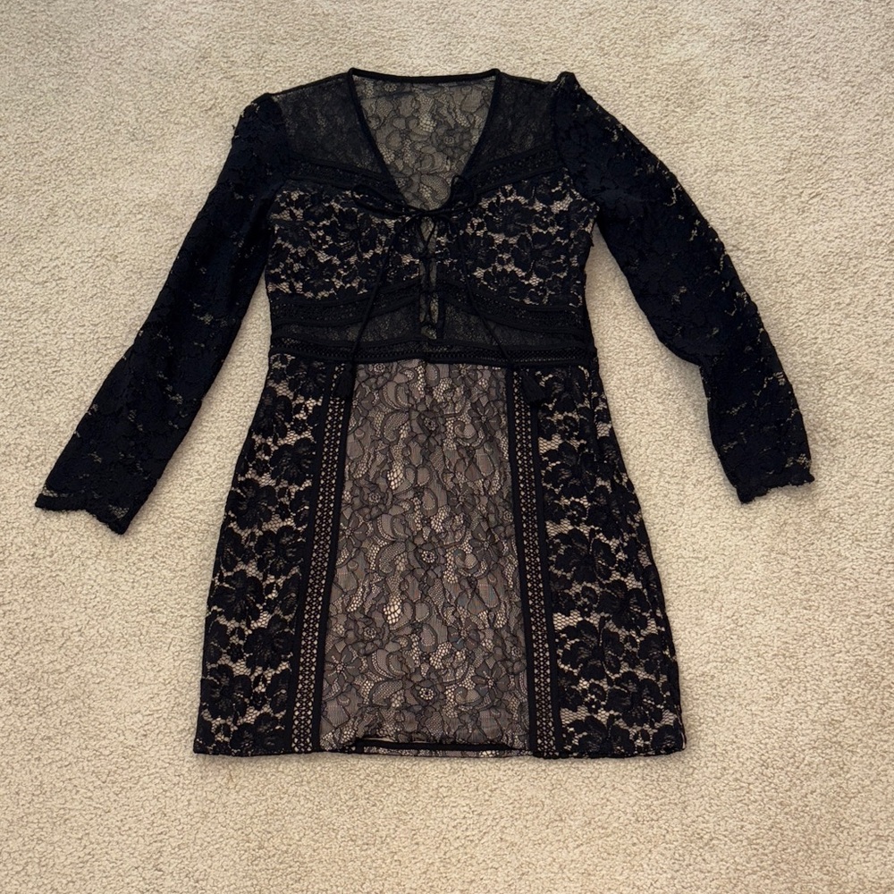 Express Black Lace Overlay Dress